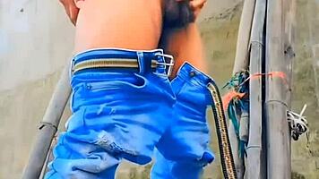 sissy slut teases small cock with outdoor piss humiliation fun