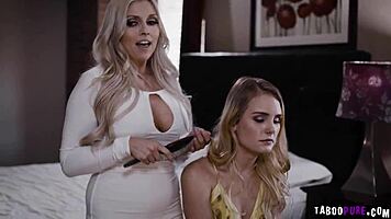 yo check out this stud pounding two soaking pussies one by one with his massive cock