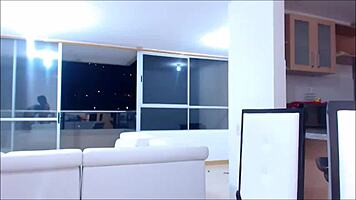 Adorable drunk brunette shemale teen serves horny big tits homemade lunch