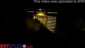 voyeur watches busty british neighbor fingering her huge natural tits and curvy ass
