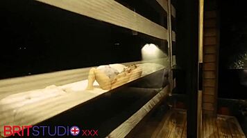 voyeur watches busty british neighbor fingering her huge natural tits and curvy ass