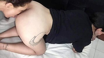 Pounding sexy Colombian latina's huge ass doggystyle creampie fill