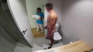 Shy hotel maid sucks perverted guest cock in room service roleplay