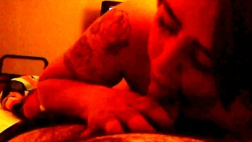 my emo friend drops to her knees for deepthroat blowjob