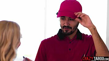 Crazy blonde teen teacher Emma Starletto rides monster cock in classroom taboo