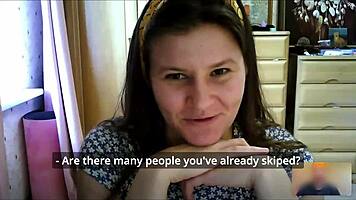 brunette girl next door in skirt and socks masturbates on video chat