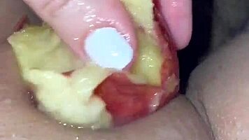 arab beauty feels wild ecstasy stuffing food deep in juicy pussy solo