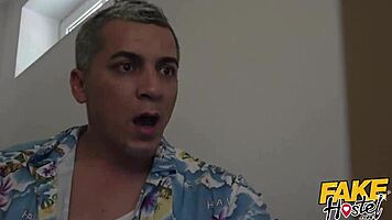 Fake Hostel Freckled Blonde Big Natural Tits Red Nipples Rimmed Fucked Rough Dorm