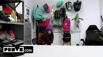 Blonde shoplifter teen caught stealing makeup fucks on christmas