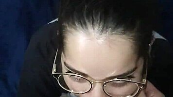 Pretty Brunette Deepthroats Sloppily with Perfect Ass and Pussy