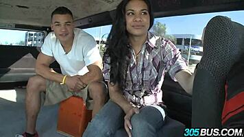 hot long-haired dominican babe fucked hard outdoors