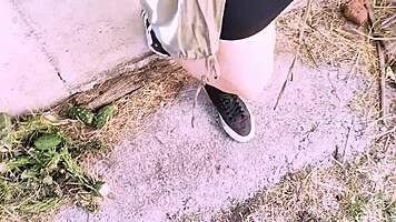 uninhibited young babe flashes public then gives wet panties