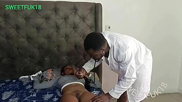 oh damn this doctor rips my clothes and pounds my young pussy with his huge black cock doggystyle!