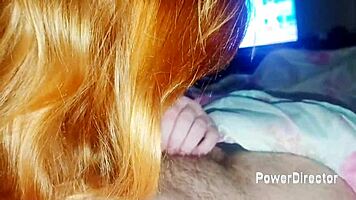Sexy redhead babe swallows thick cum in homemade POV fun