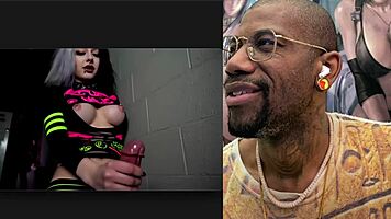 thicc goth trans babe strokes throbbing cock cumming hard