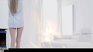 Blonde Nancy A rides her husband's cock passionately moaning to juicy orgasm