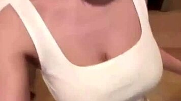 gorgeous horny milf in miniskirt masturbates big natural tits on webcam massage