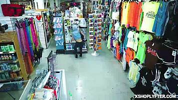 asian shoplifter drops to knees swallowing thick cock eagerly