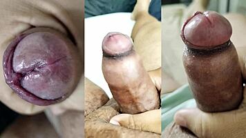 i jerk my small foreskin cock watching my young gf squirt on her tasty pussy and tits - part 17