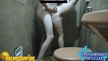 Redhead wife grabbed in bathroom for hard pounding milk creampie weak legs