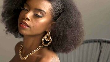 Skinny big-boobed ebony Naadia slowly sheds her teasing dress