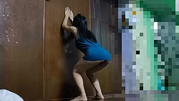 sexy curvy japanese college coed with big ass shakes it during intense home workout