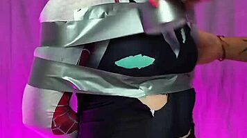 Cosplay Gwen Stacy gulps down massive cumshot facial after sloppy blowjob