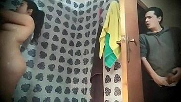 stepsister teases me in shower then begs for passionate bathroom doggystyle