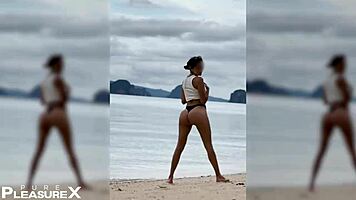 Naughty beach bike ride explodes into wild outdoor doggystyle cumfest