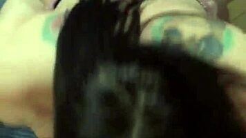 Brunette Gia chained on knees for sloppy face fucking