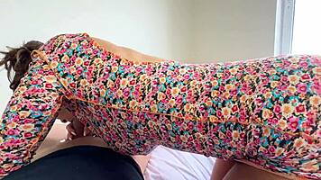 athletic petite latina lifts dress begging doggystyle pounding