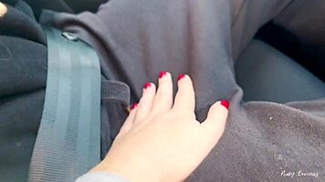 petite brunette wow this amazing car blowjob while driving is peak - sloppy deepthroat fun