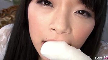 Sexy Japanese teen squirts extremely from hitachi vibrator uncensored
