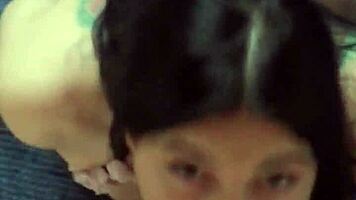 Brunette Gia chained on knees for sloppy face fucking