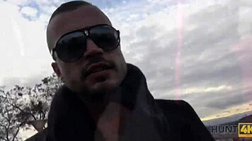 Angry boyfriend watches slutty redhead gf fingered and blown by stranger