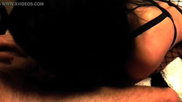 Sweet pantyhose beauty sucks and swallows huge cock eagerly