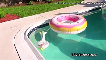 Busty Asian Teen's Passionate Poolside Pounding Unleashes Ecstasy