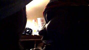 ebony babe spits sloppy on cock for facial finish