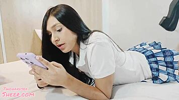 I seduce my hot student in the room and fuck her tight pussy deep