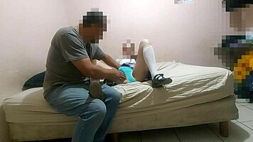 Innocent student whimpers in pain as teacher's cock overwhelms her tight pussy homemade