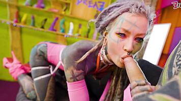 Thick Monster Cock Anal Pounds Skinny Tattooed Hippie Whore to Gaping Sloppy Ass-to-Mouth Climax