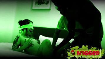 A stunning young woman steps into shadows for wild blind date with two powerful guys