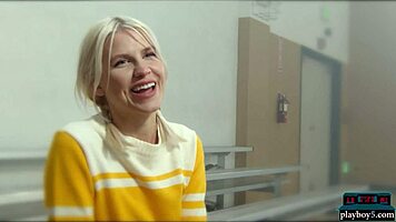 petite blonde milf cheerleader lennox elizabeth strips seductively on basketball court