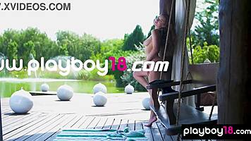 gloria sol ukrainian stunner bares big natural tits in outdoor revealing strip