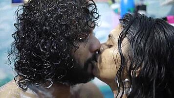 Desi housewife licks cock hungrily in hot shower foreplay