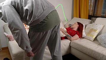 curvy redhead milf sucks huge cock santa creampie