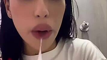 Latina babe pukes from rough deepthroat until stomach empties