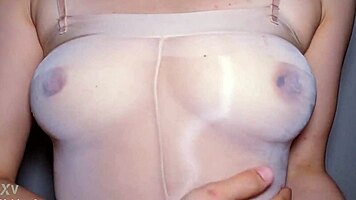 huge natural boobs mature tempts in bodysuit for sneaky creampie thrill