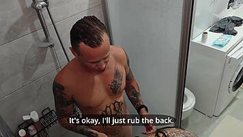 My rude dormmate got her ass pounded hard in the shower