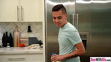 Bratty latina sucks monster cock over banana tease